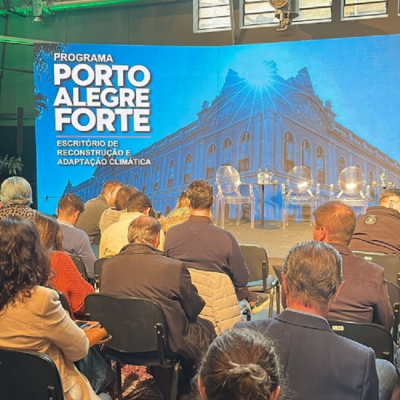 Ato de assinatura da ordem de início do sistema de medição, monitoramento e alerta para riscos climáticos e do plano de preparação, mitigação e contingência de Porto Alegre.