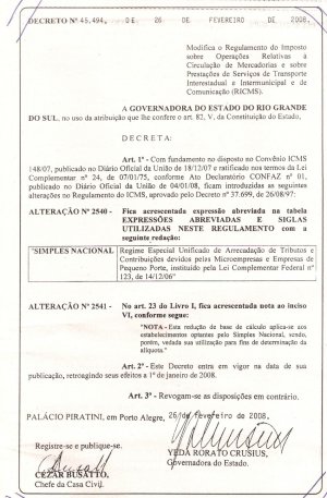 Publicação no Diário Oficial de 27/02/2008