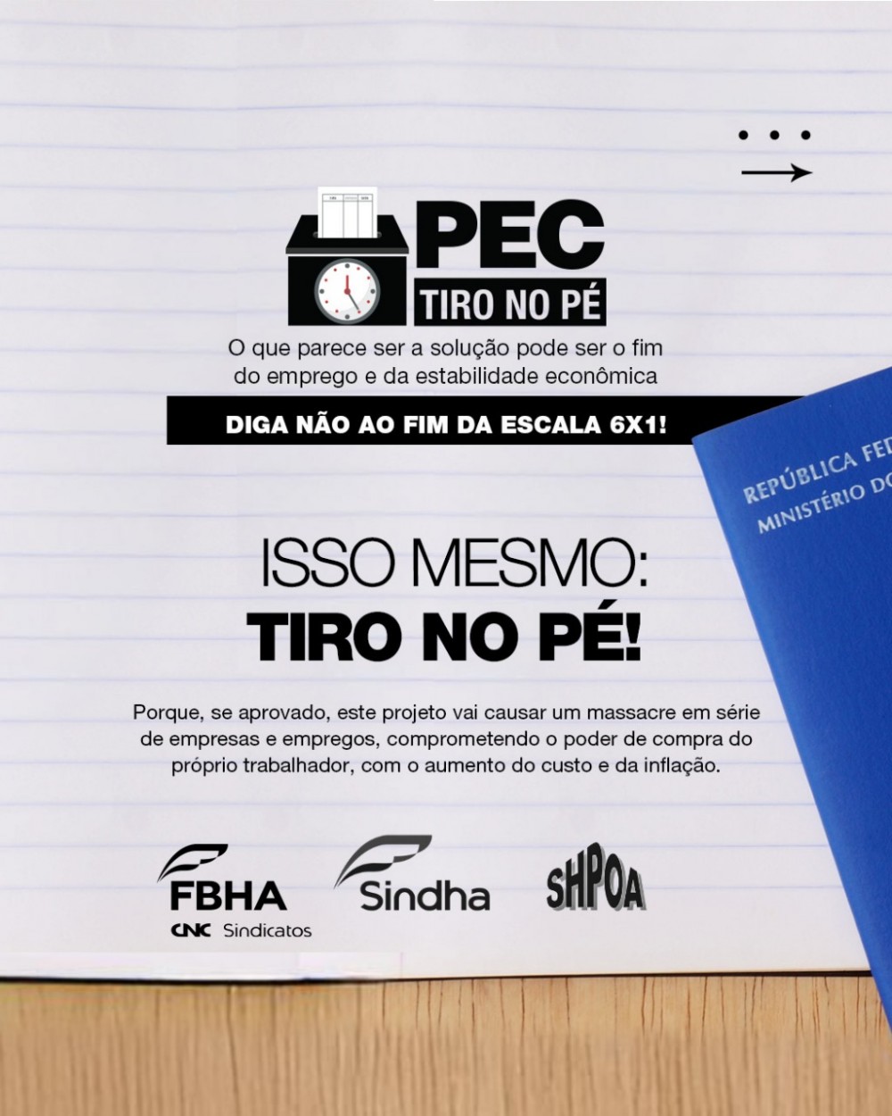 SINDHA e SHPOA são contra PEC que propõe redução da jornada de trabalho