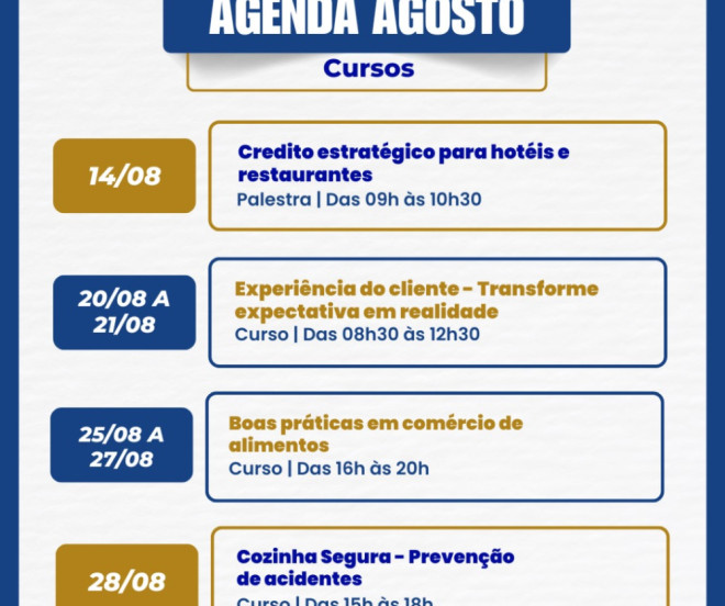 Confira a agenda de cursos e eventos do SINDHA para Agosto!