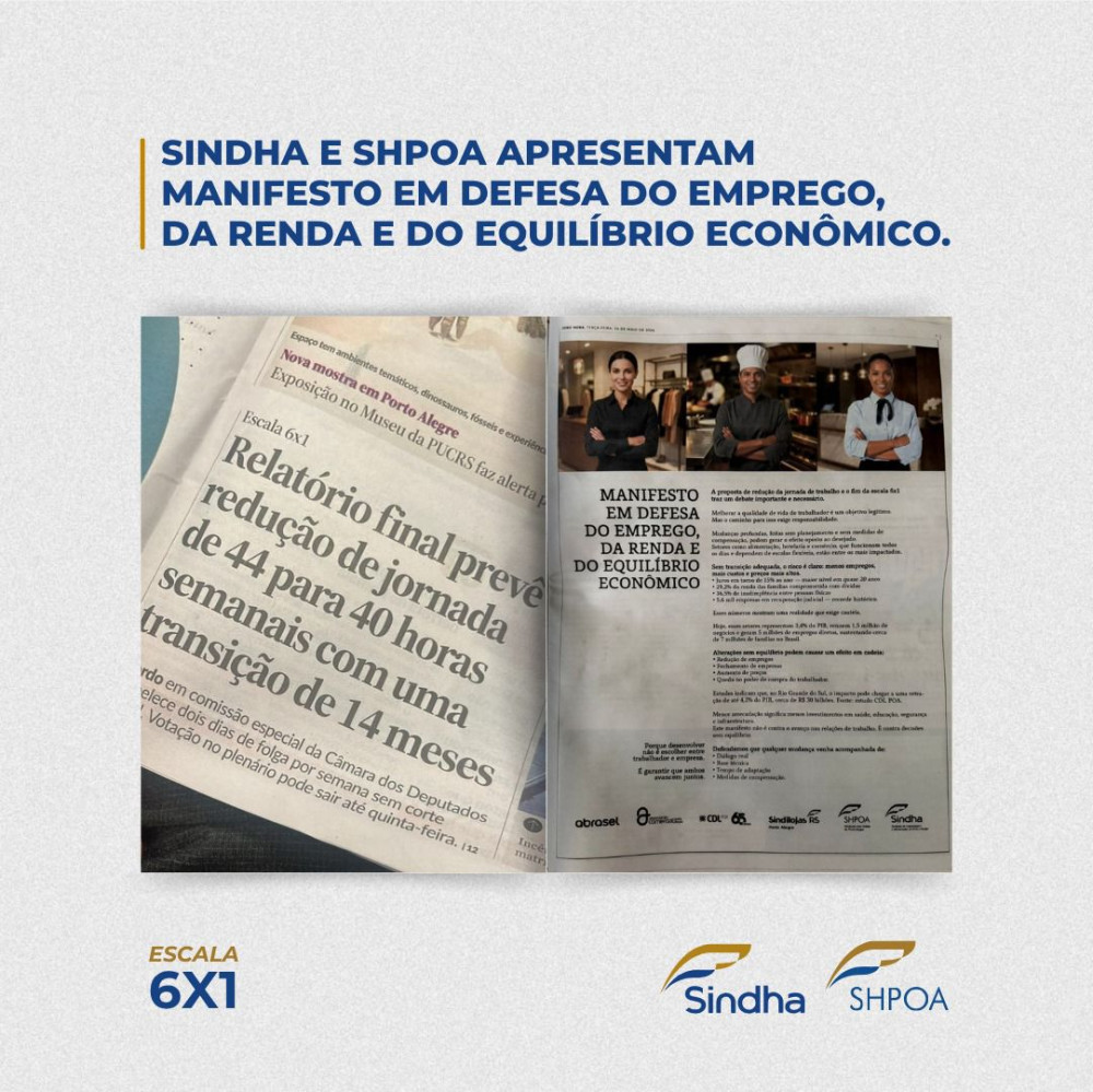 Manifesto em Defesa da Renda, do Emprego e do Equil&iacute;brio Econ&ocirc;mico- Escala 6X1