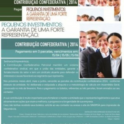 PRORROGAÇÃO CONTRIBUIÇÃO CONFEDERATIVA PARCELA 1 PARA 30/04/2014