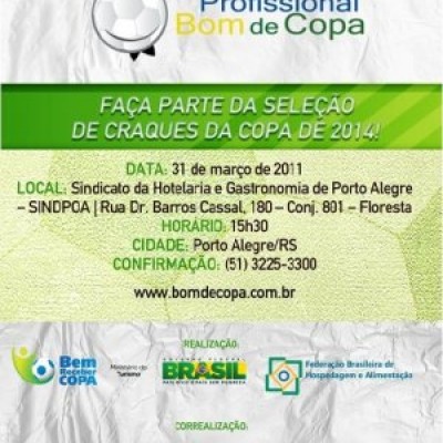 Projeto profissional Bom de Copa será lançado dia 31